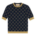 (WMNS) Gucci GG Cotton Silk Short Sleeve Top Shirt NavyBlue 526759-X9W83-4921
