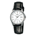 CASIO Leather Belt Waterproof /Black Quartz White Analog LTP-1183E-7A