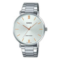 CASIO Waterproof Stainless Steel Silver Quartz Unisex Mens White Analog MTP-VT01D-7B