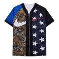 Men's Nike Lab NRG Fog Baseball Top Zipper Double Sided Baseball Uniform Short Sleeve Jacket Camouflage Blue Black AV8269-010