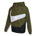 Men's Nike Sportswear Swoosh Large Logo Printing Hooded Woven Jacket Autumn Olive Green DD5968-326