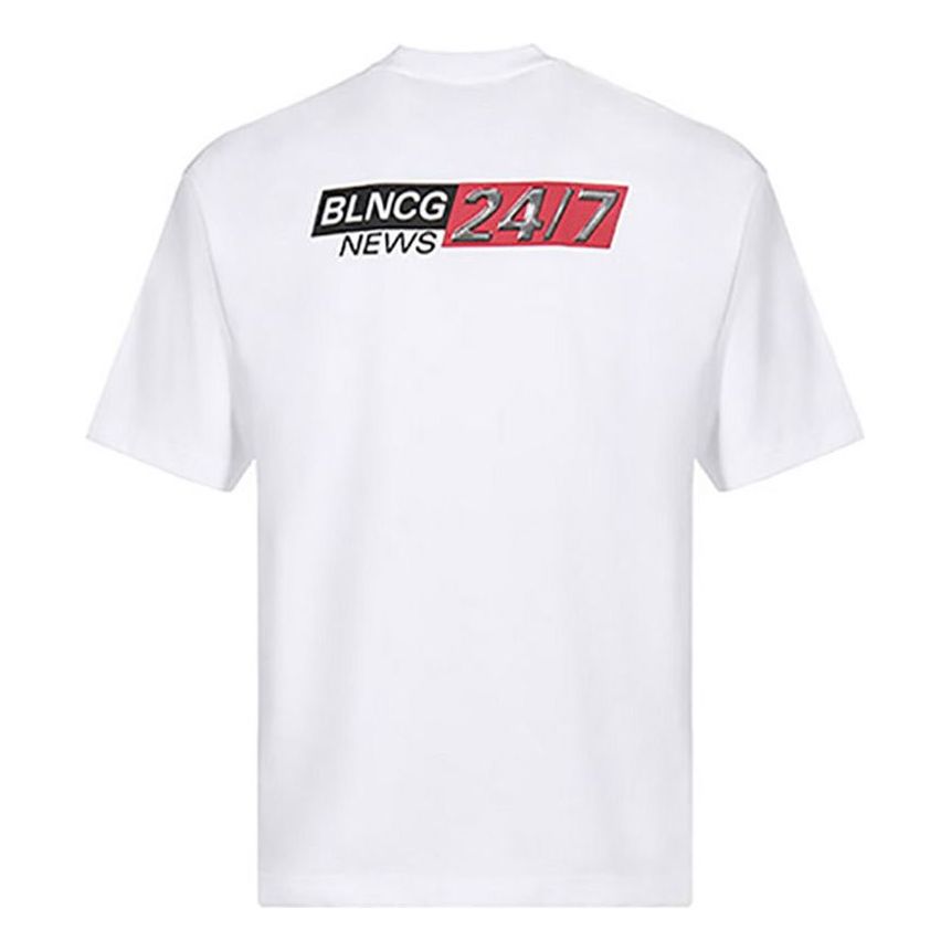 Men's Balenciaga Round Neck Short Sleeve White 612966TIVD19000