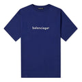 Men's Balenciaga Logo Alphabet Short Sleeve Blue 612966TIV541195