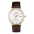 CASIO Waterproof Quartz White DialBrown Strap Mens WhiteBrown Analog MTH-1060GL-7APF