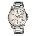 CASIO Waterproof Stainless Steel Strap Quartz Mens Silver Analog MTP-1384D-7A