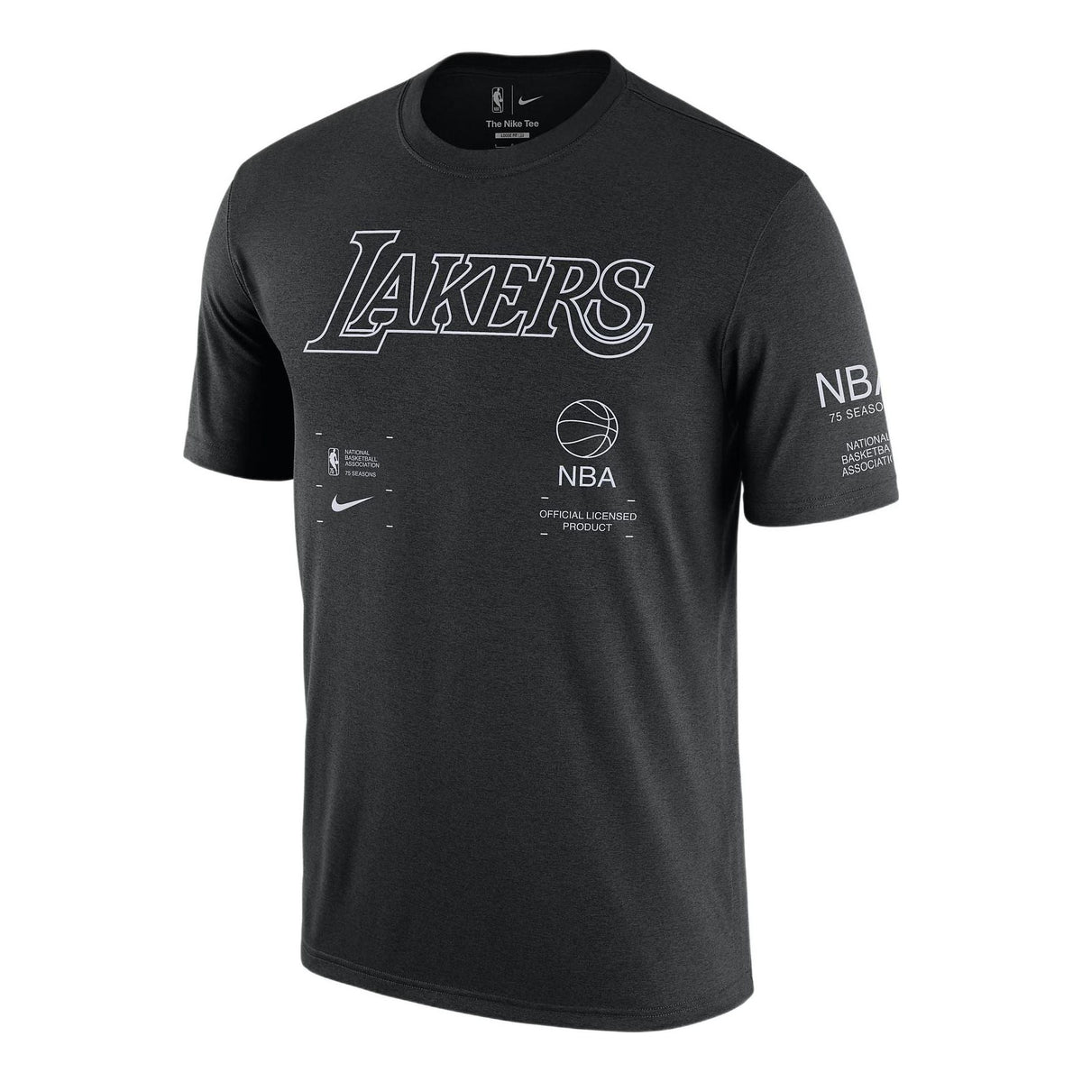 Nike NBA Los Angeles Lakers Courtside Logo Printing Round Neck Pullover Short Sleeve Black DH6745-010