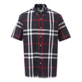 Men's Burberry Plaid Short Sleeve Shirt Navy Blue 40154301
