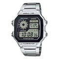 CASIO Youth Series Standard Stainless Steel Sliver Quartz Waterproof Mens Silver Digital AE-1200WHD-1AV