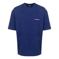 Men's Balenciaga FW21 Logo Round Neck Pullover Short Sleeve Blue 612966TIVG53967