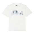 Men's PALM ANGELS Teddy Bear Pattern Printing Round Neck Short Sleeve White PMAA001E20JER0044401