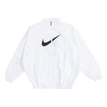 (WMNS) Nike SS22 Sportswear Essential Logo Pattern Wrinkled Woven Loose Stand Collar Jacket White DM6182-100