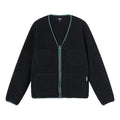 Stussy FW21 Polar Fleece Cardigan Solid Color Multiple Pockets Jacket Unisex Black 218131