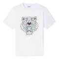 Men's KENZO Tiger Head Printing Pattern Round Neck Short Sleeve White FA65TS0204YA-01