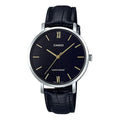 CASIO Leather Band Waterproof Quartz Black Analog LTP-VT01L-1B