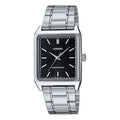 CASIO Square Stainless Steel Band Stainless Steel Strap Black Analog LTP-V007D-1E