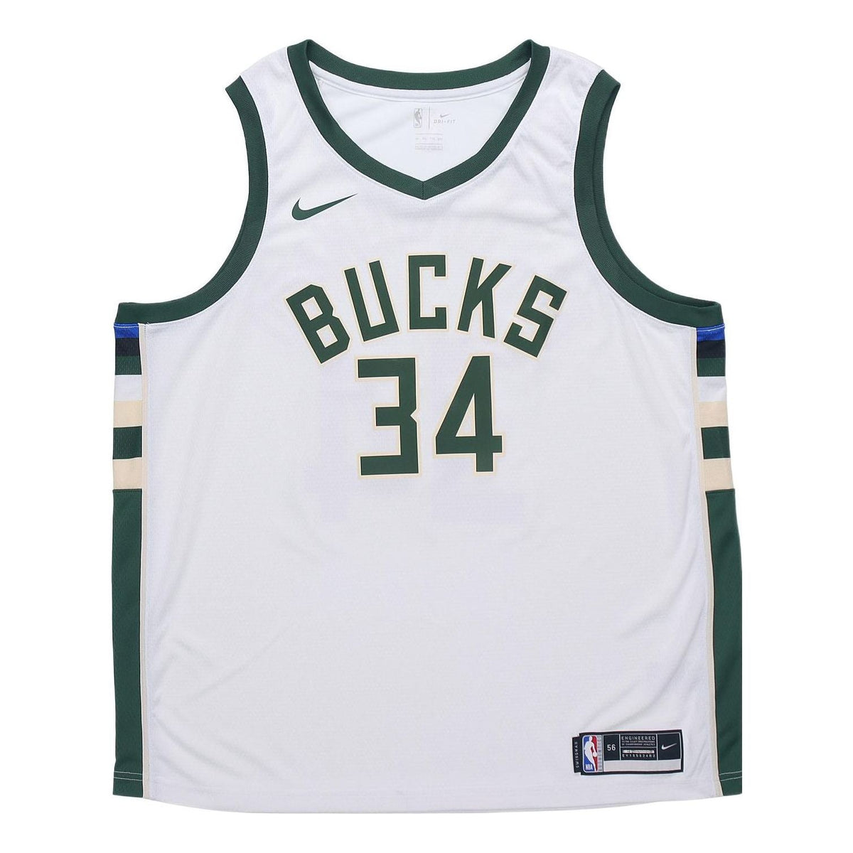 Nike NBA SW Fan Edition 20-21 Season Milwaukee Bucks Alphabet 34 Jersey 'White' CW3599-103