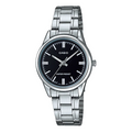 CASIO Dress Series Black Waterproof Quartz 34mm 28.2mm Stainless Steel Strap Watch LTP-V005D-1A