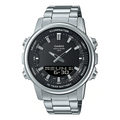 Men's CASIO Dress Series Classic Minimalistic Black 47mm 50 waterproof Stainless Steel Strap Mens Silver Analog AMW-880D-1AV
