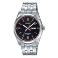 Men's CASIO 50m waterproof quartz 44.3*38*9.7mm Stainless Steel Strap Black Mens MTP-1335D-1A2