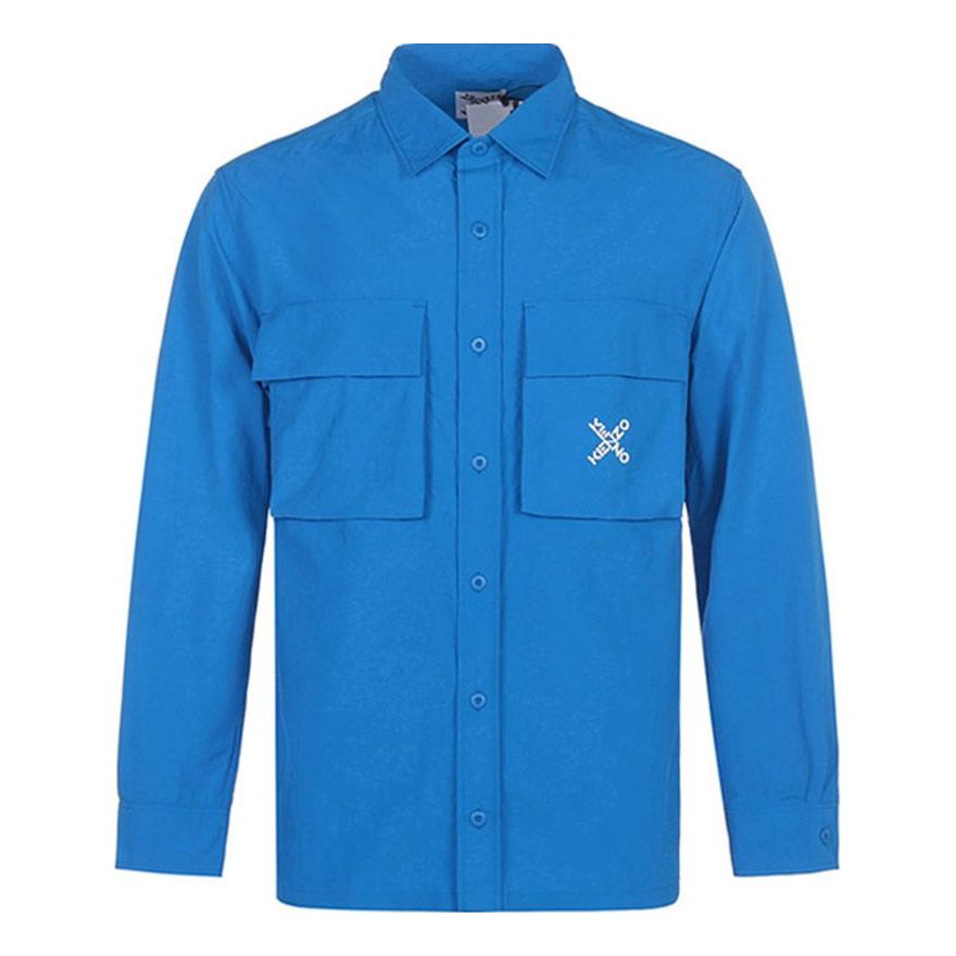 Men's KENZO SS21 Little X Long Sleeves Shirt Blue FB55CH5209CO-69
