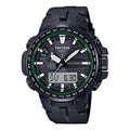 CASIO Solar Powered Sports Mens BlackGreen Analog/Digital Combo PRW-S6100Y-1