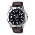 CASIO Leather Band Waterproof Business Style Men Mens Brown Analog MTP-VD01L-1BV