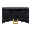 (WMNS) Balenciaga Hourglass Wallet On Chain Crocodile Embossed 'Black' 6560501LRGM1000