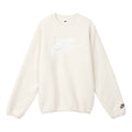 Men's Nike Logo Embroidered Loose Suede Round Neck Pullover Beige DD5018-072