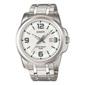 CASIO STANDARD Steel Band Men's White Stainless Steel Strap White Dial Mens White Analog MTP-1314D-7A