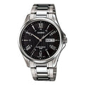 CASIO Waterproof Stainless Steel Strap Mens SilverBlack Analog MTP-1384D-1A