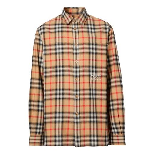 Burberry Check Cotton Flannel Shirt Male Cream-coloured 80367731