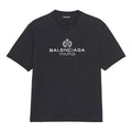 Men's Balenciaga Retro Knit BB Paris Printing Short Sleeve Version Black 594579TGV601000
