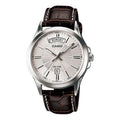 CASIO ENTICER Simplistic Leatherband Quartz Men's Mens Brown Analog MTP-1381L-7A