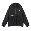Air Jordan Logo Printing Loose Hooded Half Zipper Jacket Asia Sizing 'Black' DJ0247-010