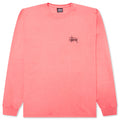 Basic Stussy Pigment Dyed L/S Tee - Coral
