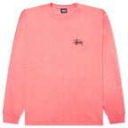 Basic Stussy Pigment Dyed L/S Tee - Coral